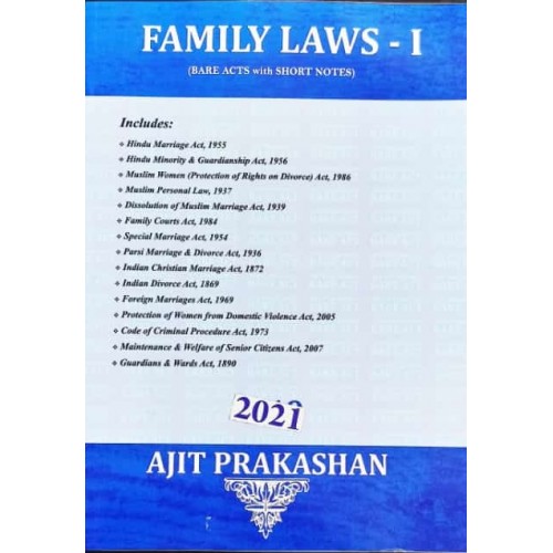 Ajit Prakashan's Family Laws I (Bare Acts with Short Notes) 